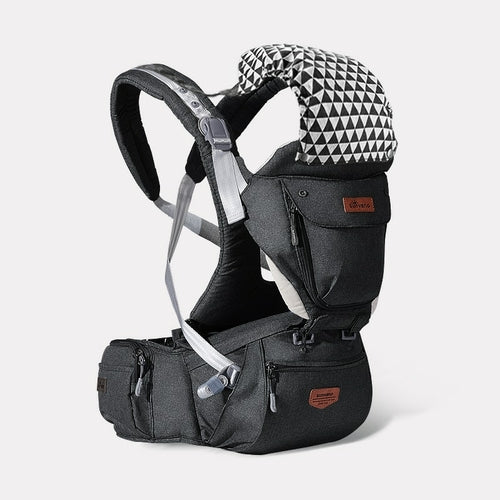 Ergonomic 6-in-1 Baby Carrier with Integrated Hip Seat - All-Season Breathable Newborn to Toddler Front & Back Wrap - Adjustable Padded Shoulder Straps & Lumbar Support Waist Stool - Multi-Position Infant Sling for 0-36 Months