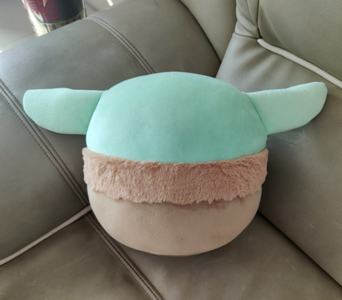Official Disney Star Wars Grogu Plush Toy - The Child Baby Yoda Squishy Stuffed Animal, Mandalorian Alien Soft Pillow Cuddle Toy, Cute Round Kawaii Plushie for Kids & Collectors, Mando Fans Gift, Green & Tan Small/Large Sizes