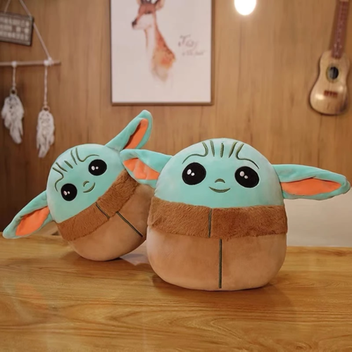 Official Disney Star Wars Grogu Plush Toy - The Child Baby Yoda Squishy Stuffed Animal, Mandalorian Alien Soft Pillow Cuddle Toy, Cute Round Kawaii Plushie for Kids & Collectors, Mando Fans Gift, Green & Tan Small/Large Sizes