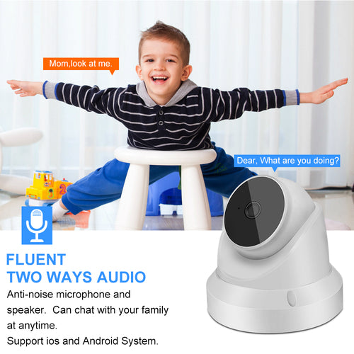 2MP Full HD 1080P Dome Security Camera - Smart Indoor/Outdoor IP Surveillance System with H.265 Compression, Two-Way Audio, Night Vision, and Motion Detection - WiFi Home Monitor for Baby, Pets, and Office - Weatherproof CCTV, White