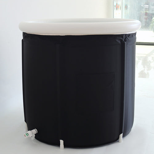Portable Foldable Adult & Baby Bathtub - Insulated Inflatable Ice Bath Tub for Athletic Recovery - Collapsible Soaking Tub for Small Spaces - Freestanding Deep Nursery Wash Basin & Portable Spa Bucket - Durable Leak-Proof Design, Midnight Black