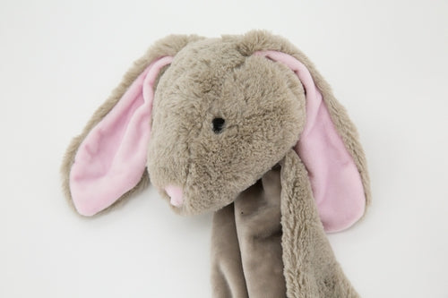 Ultra-Soft Plush Bunny Baby Security Blanket & Throw Set - Luxury Faux Fur Stuffed Animal Lovey - Cozy Nursery Swaddle for Newborns, Infants, and Toddlers - Gender Neutral Gray and Pink Rabbit Comforter - Essential Baby Shower Gift