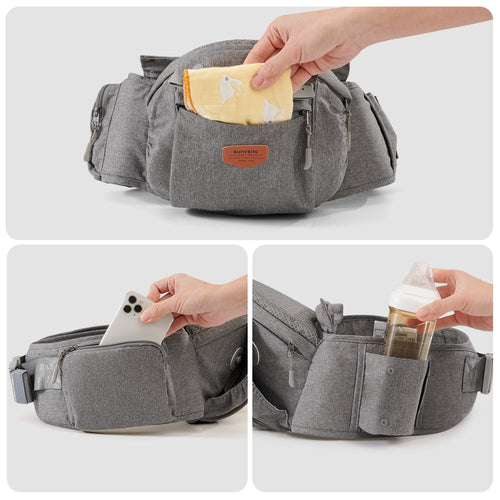 Ergonomic 6-in-1 Baby Carrier with Integrated Hip Seat - All-Season Breathable Newborn to Toddler Front & Back Wrap - Adjustable Padded Shoulder Straps & Lumbar Support Waist Stool - Multi-Position Infant Sling for 0-36 Months