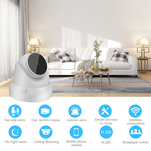 2MP Full HD 1080P Dome Security Camera - Smart Indoor/Outdoor IP Surveillance System with H.265 Compression, Two-Way Audio, Night Vision, and Motion Detection - WiFi Home Monitor for Baby, Pets, and Office - Weatherproof CCTV, White
