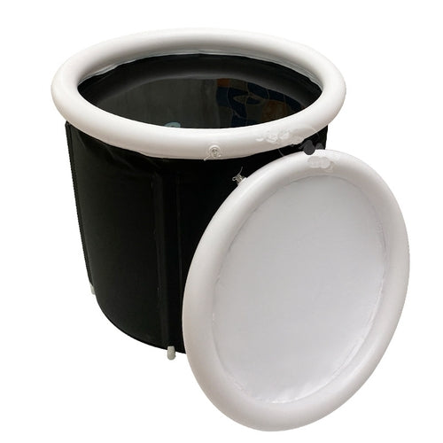 Portable Foldable Adult & Baby Bathtub - Insulated Inflatable Ice Bath Tub for Athletic Recovery - Collapsible Soaking Tub for Small Spaces - Freestanding Deep Nursery Wash Basin & Portable Spa Bucket - Durable Leak-Proof Design, Midnight Black